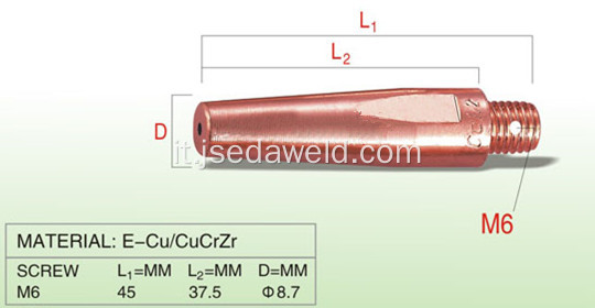 M6 4mm Contact Tip Torcia di saldatura MIG / MAG