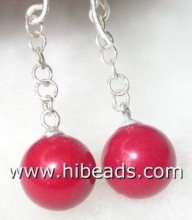 red flower coral earring with silver stud CRE0003-1