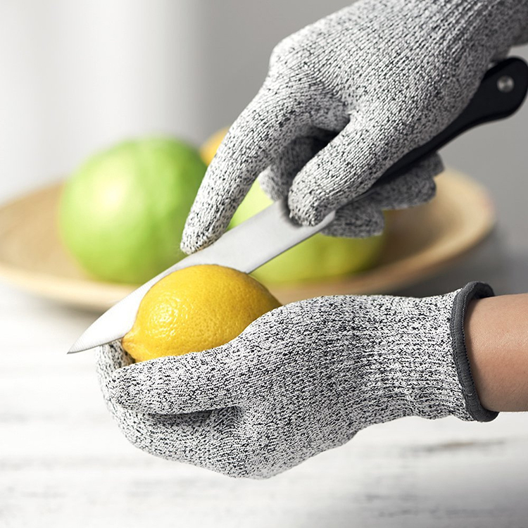 Durable Level 5 Cut Resistant Gloves Kitchen Safety HPPE Knitted Liner Hand Grip Gloves Anti Cut Protection Sleeves Gloves work