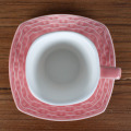 6 OZ rosa tecido xícara de padrão e Pires