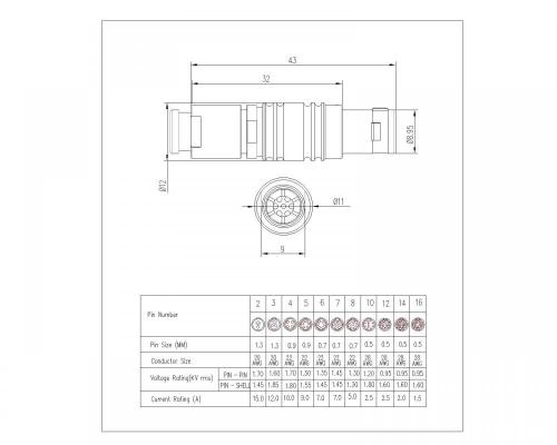 Type de soudure de connecteur masculin auto-verrouillable M12