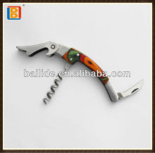 Colorful Wood Handle Corkscrew Multi Wine Bottle Opener With Mini Knife