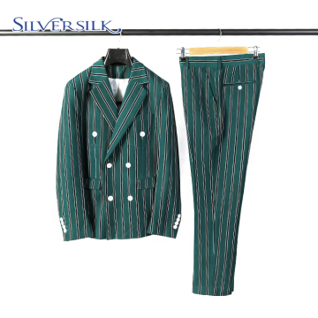 Stripe double breasted classic men suits with pants
