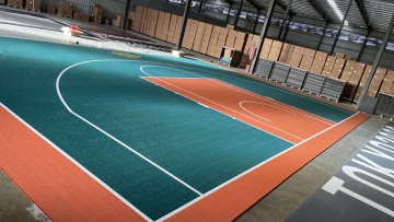 Modular court tile paint with game lines