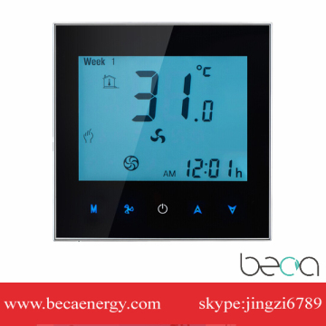 FCU Room Thermostat for hotel; LCD Digital Room Thermostat suitable for european 60mm power box; HVAC Room Thermostat BAC-1000