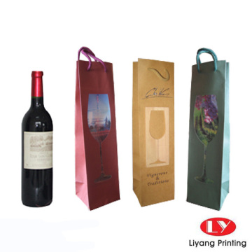 Paper Wine Bag with Handle for One Bottle