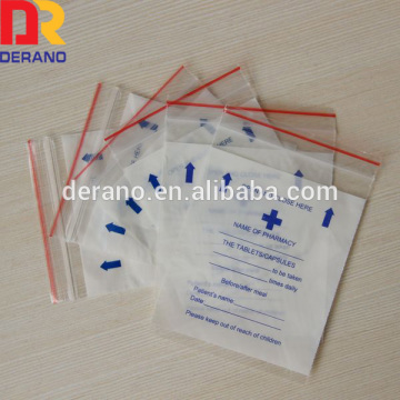 custom medical pill ziplock bags/medical envelop