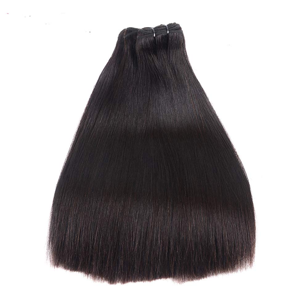 Double drawn straight human hair bundles raw virgin flat weft 12A 1B Natural black 10-24 inch thick end hair weave