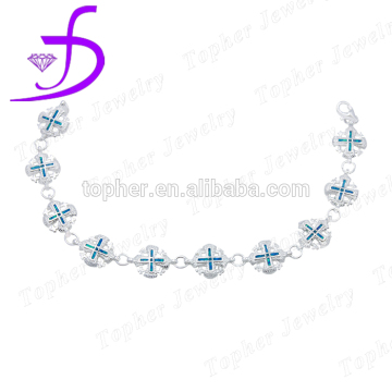 wholesale Jesus opal cross shaped bracelet silver plated opal jewelry bracelet