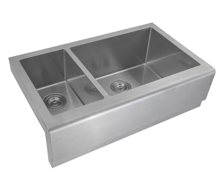 double bowl farmhouse kitchen sink with grid optional