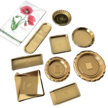 Round Rectangular Square Mini Large Gold Plastic Cake Trays for Bakery