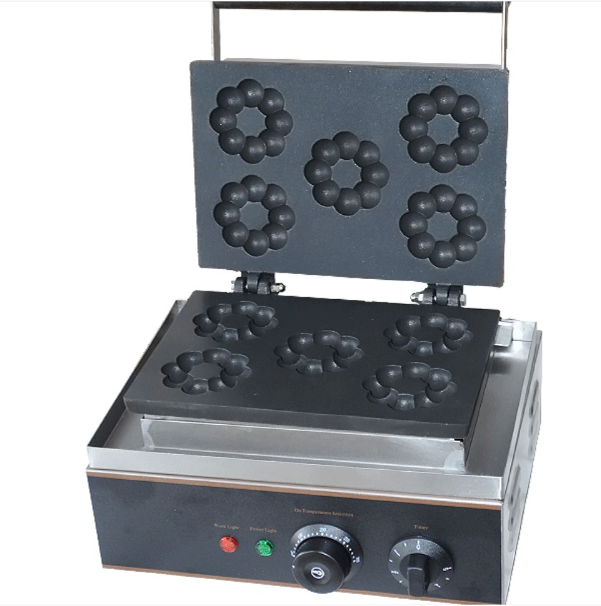 High Quality Grace Kitchen plum Flower Shape Waffle Making Machine Commercial Belgian Milk Omelet Waffle Maker