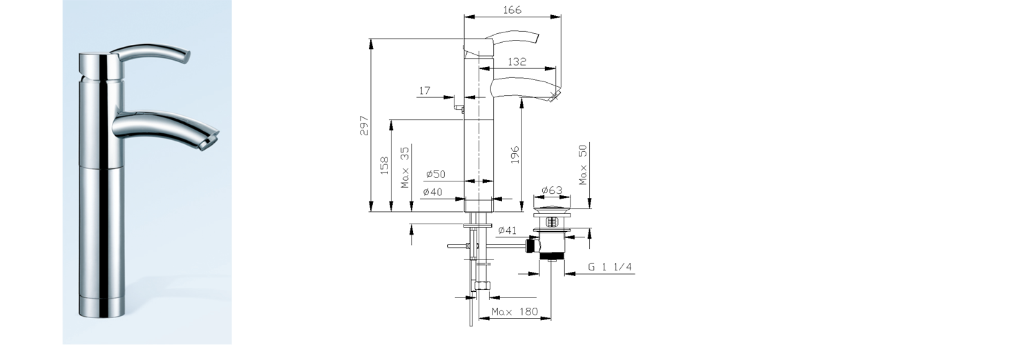 high raised basin mixer