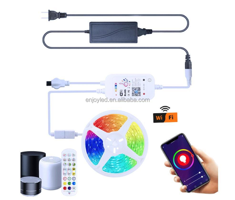 Smart Amazon Alexa Google Home Tuya Wifi BT IP65 Flexible Waterproof Addressable LED Luces Neon 5050 Rgb Kits Led Strip Lights