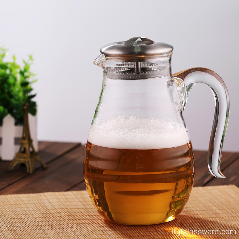 Caraffa per acqua in vetro Hiware con coperchio