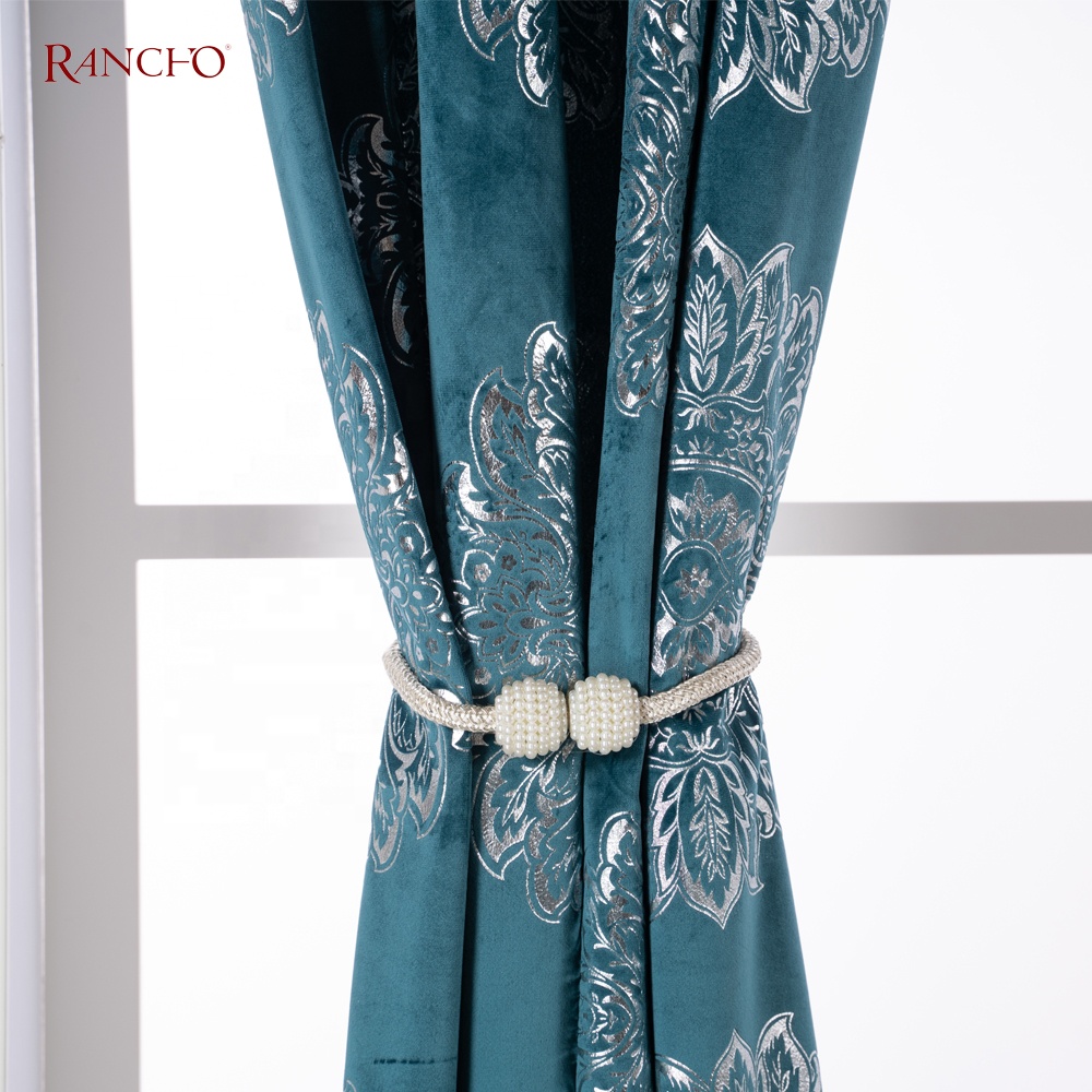 Velvet Curtain Foil Printed And Elegance Solid Color Window Curtains For Living Rooms