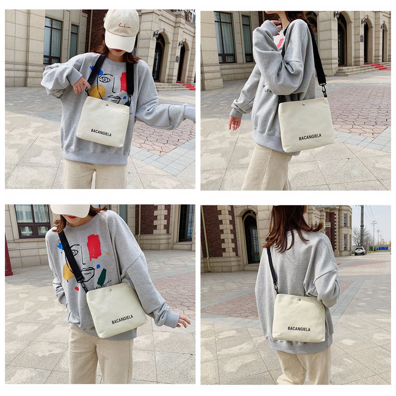 New style customizable letter logo simple style women canvas shoulder cross body bag