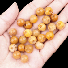 Yellow Jade 10MM Button Round Beads Drilled 2.0mm Edge-hole 10PCS/LOT