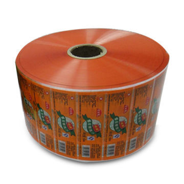 Plastic protective film roll in laminated materials, used for packing foods and snacks