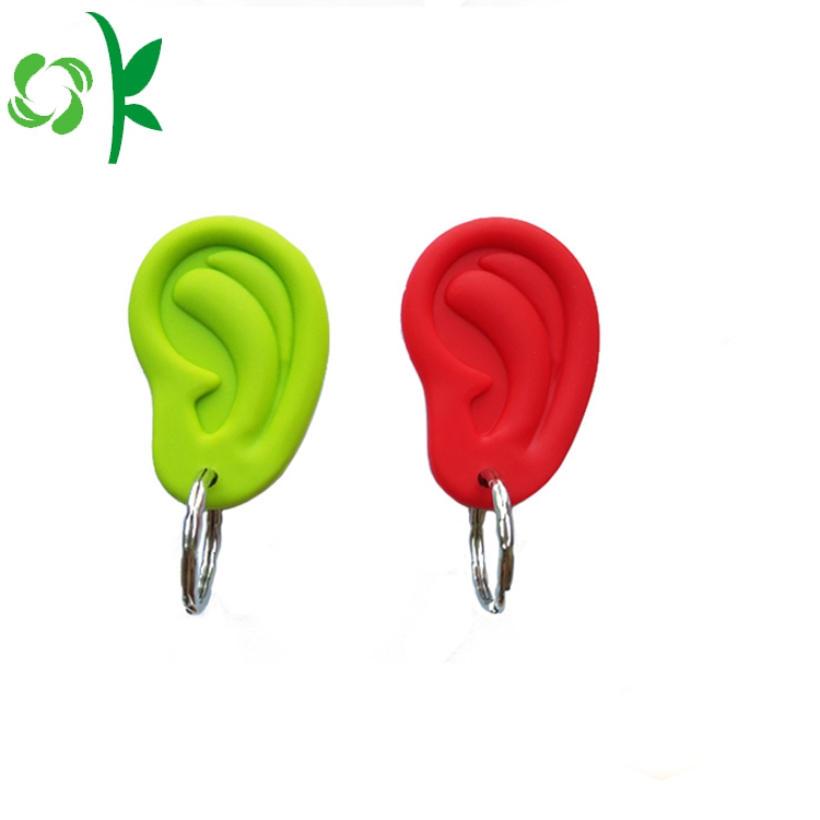 Debossed Unique Design Ear shape Silicone Keyrings