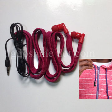 Washable headphone factory/manufacturer woven tap earphone for hoodie drawstring