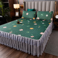 Verão látex tapete de seda máquina lavável lace bedcover