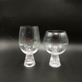 tranparent wine glass cup with ribbed stem