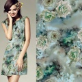 Tela de gasa de vestido floral de poliéster impreso digital personalizado