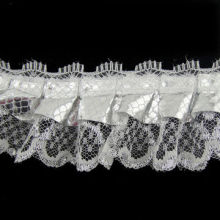 Ruffled Lace Trim, Made of Lace and Argent Ribbon, Various Designs are Available, Mesh Work