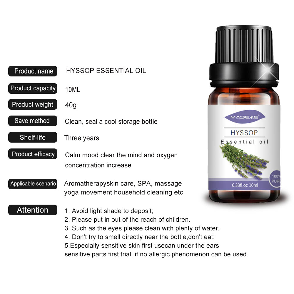 Pure Natural Hyssop Essential Oil for Cosmetics Massage