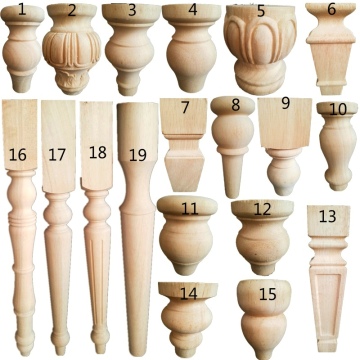 Modern Unfinished Wood Round Sofa Legs - Bun Feet