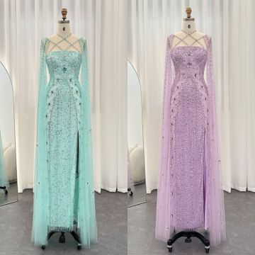 Blue Silver Chiffon Bridesmaid Dress A-Line Wedding