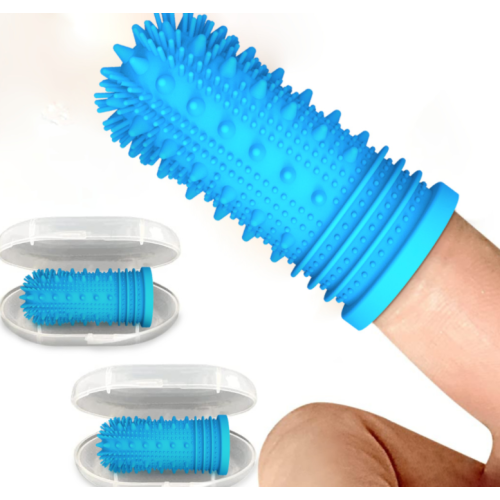 Silicone Dog Pet Finger Toothbrushes Penuh Surround Bristles