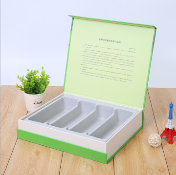 Light green tea box with PET insert