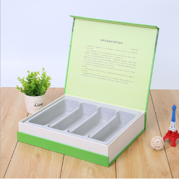 Light green tea box with PET insert