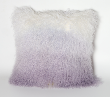 Mongolian Sheepskin Fur Pillow Gradient Purple