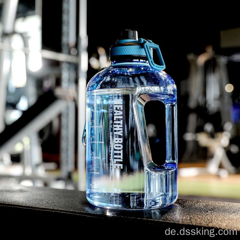 Fashion Fitness Sport Wasserflasche Gradient großer Kapazität Kessel Stroh tragbarer Griff Plastik Space Cup