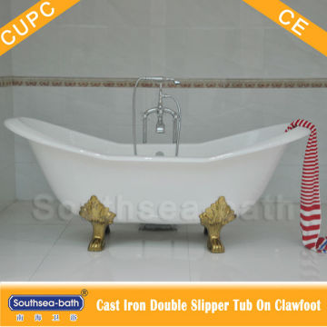 cast iron bath tub with feet/double slipper clawfoot bath tub