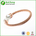 Jahrgang Perlen Armbänder Armreifen für Damen Rose gold gefüllt rostfreier Stahl Armband