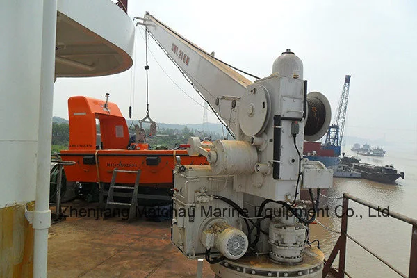 China 25kn Single Arm Slewing Rescue Boat Raft Davit Crane