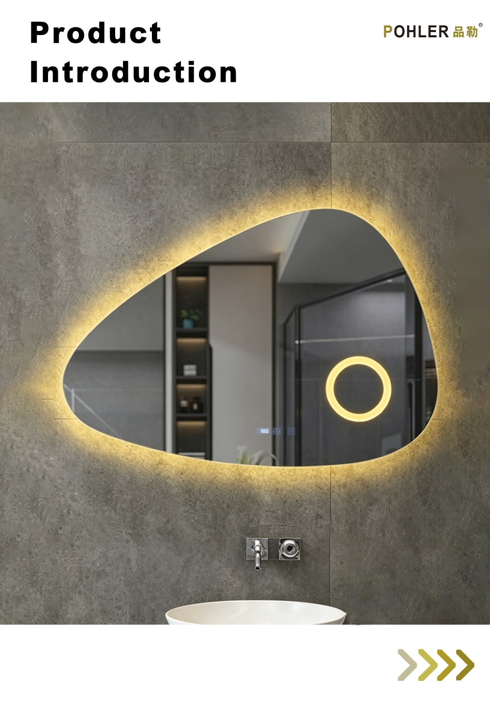 D061 Неправильное треугольное светодиодное зеркало X D061 Irregular Triangle LED Mirror X