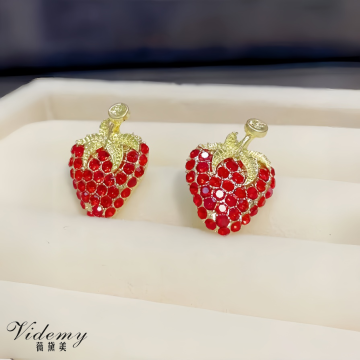 Red Strawberry Stud Earrings - Fashion Accessories