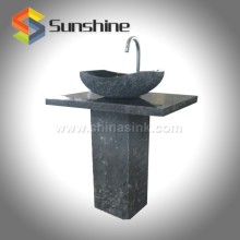 Absolute Black Granite Outdoor Pedestal Wash Basin