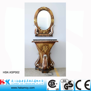 Sculpture Bathroom Sink with Dress Mirror, 2015 Classic Bath Sink, Luxury Glass Wash Hand Sink