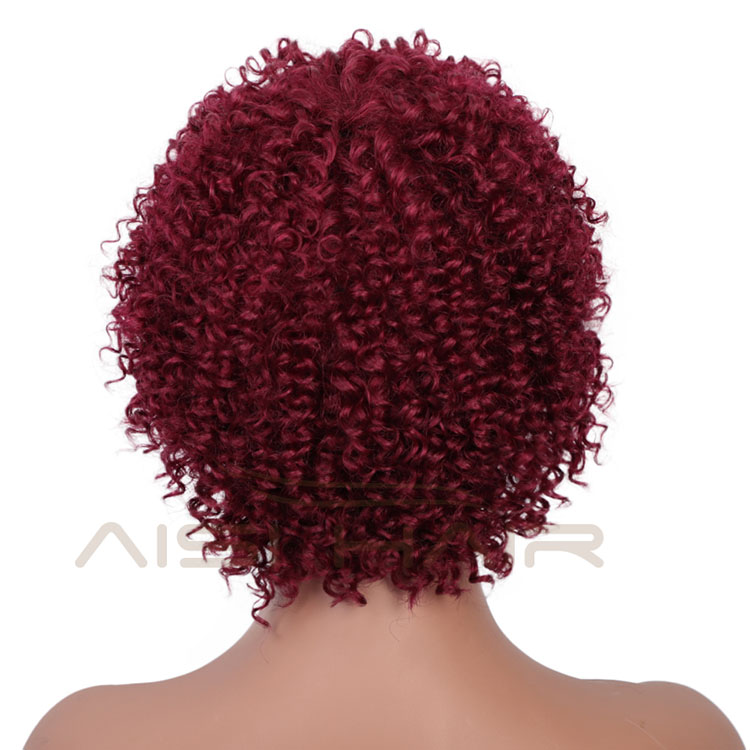 Aisi Hair Unprocessed Human Hair Natural Girls 150% Density Afro Kinky Curly Short Pixie Cut Red Wig