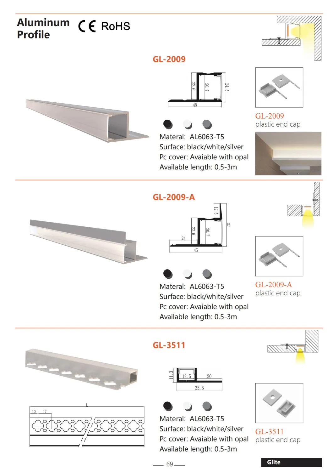 Alu LED Profile Light LED Aluminum Profile for LED Bar Lighting