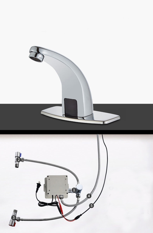 Chrome Polished Curved Sensor Basin Faucet