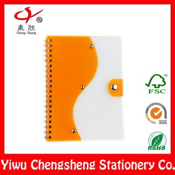 school pp cover spiral notebook with snap closure