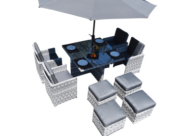 Aluminum Outdoor Rattan Garden Cube Dining Set - Patio Water Cube Sofa