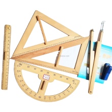 Wooden Geometry Math Ruler Set for School Teaching